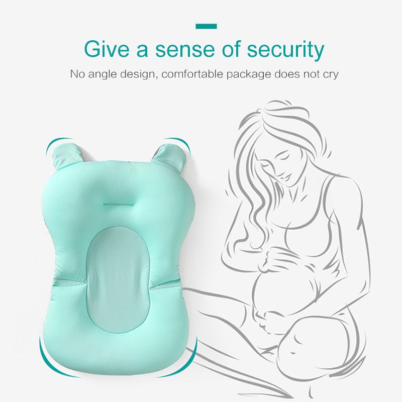 Baby Bath Seat Support Mat Foldable Baby Bath Tub Pad & Chair Newborn Bathtub Pillow Infant Anti-Slip Soft Comfort Body Cushion