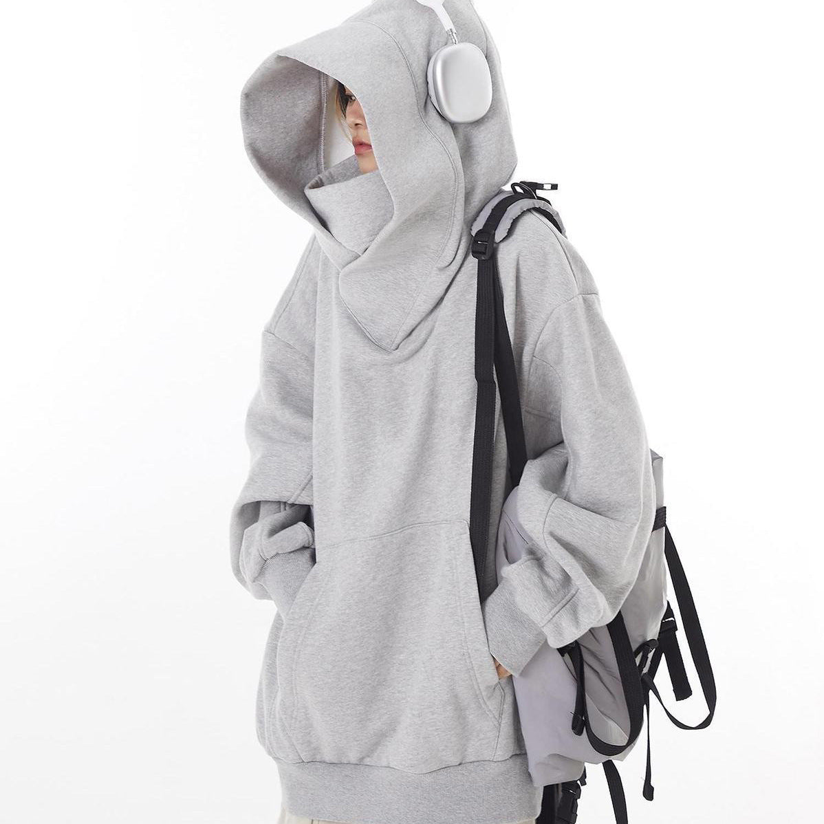 Hooded sweatshirt for women loose and lazy thick and plush warm top jacket